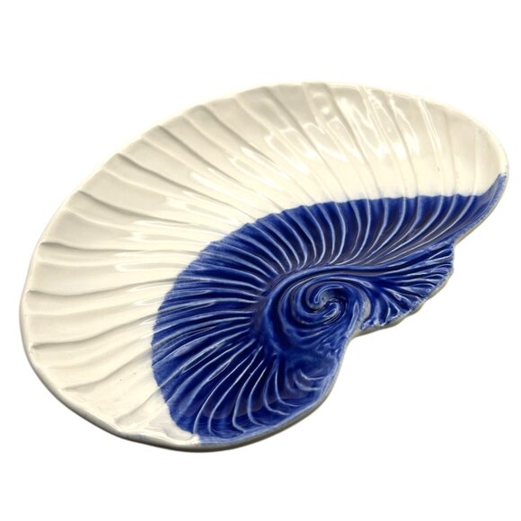 Nautilus Vanity Trinket Dish - Olfaire Blue Shell Bowl/Dish. Made in Portugal. - Picture 4 of 10